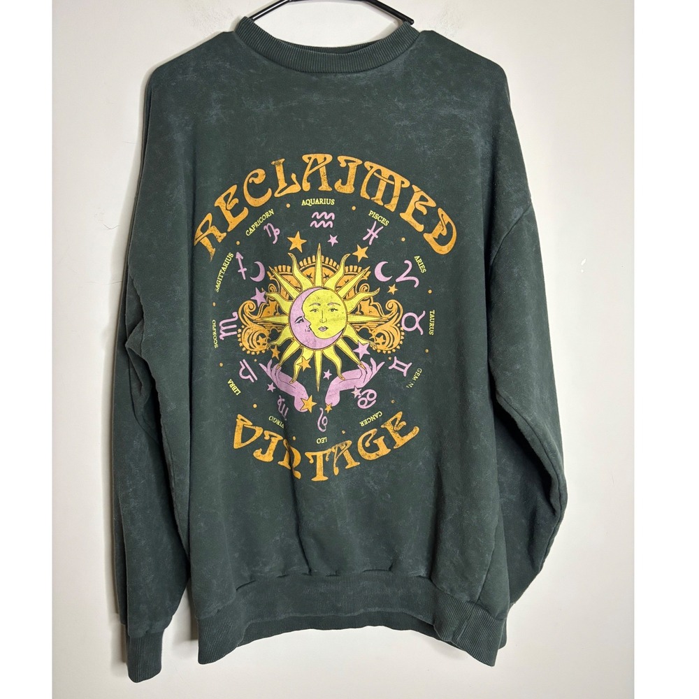 Reclaimed Vintage Green Zodiac Sweatshirt Women US 4